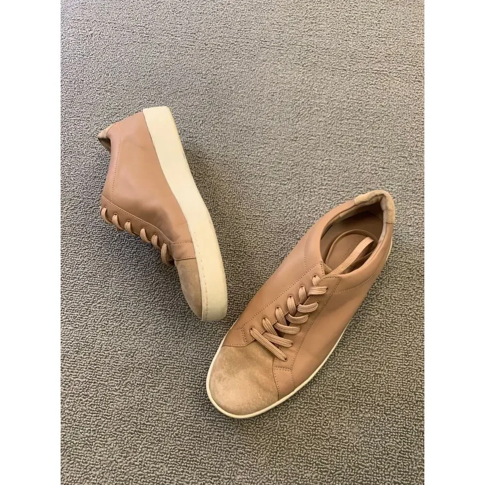 VINCE Women 7 Janna Suede Leather Low Top Lace Up‎ Sneaker